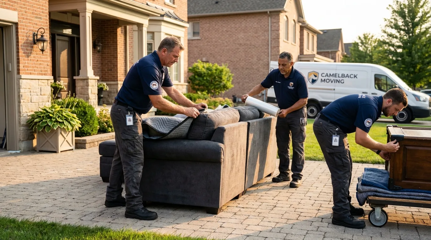 Large estate moving crew wrapping furniture in Seaside Park, NJ